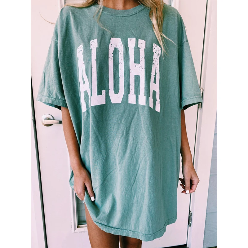 Vintage Green Letter Print Oversized T Shirt Women Short Sleeve Loose O Neck Pullovers Woman Tshirts 2021 Summer
Vintage Green Letter Print Oversized T Shirt Women Short Sleeve Loose O Neck Pullovers Woman Tshirts 2021 Summer