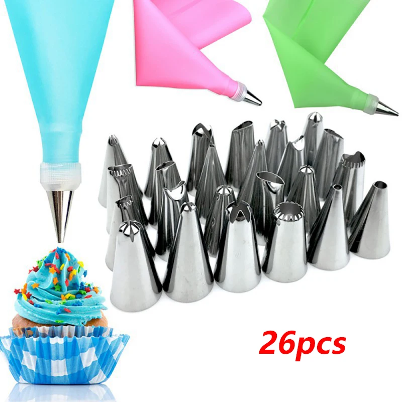 8/26pcs/set Silicone Pastry Bag Kitchen Accessories DIY Icing Piping Cream Pastry Bag with 6 Nozzle Sets Cake Decorating Tools
8/26pcs/set Silicone Pastry Bag Kitchen Accessories DIY Icing Piping Cream Pastry Bag with 6 Nozzle Sets Cake Decorating Tools