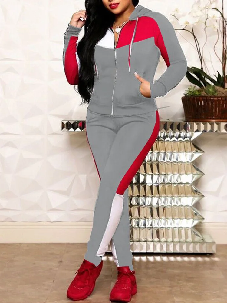 Seedtotree Zipper Pocket Design Hooded Colorblock Coat Tops & Pants Set Casual Women Two Piece Set
Seedtotree Zipper Pocket Design Hooded Colorblock Coat Tops & Pants Set Casual Women Two Piece Set
