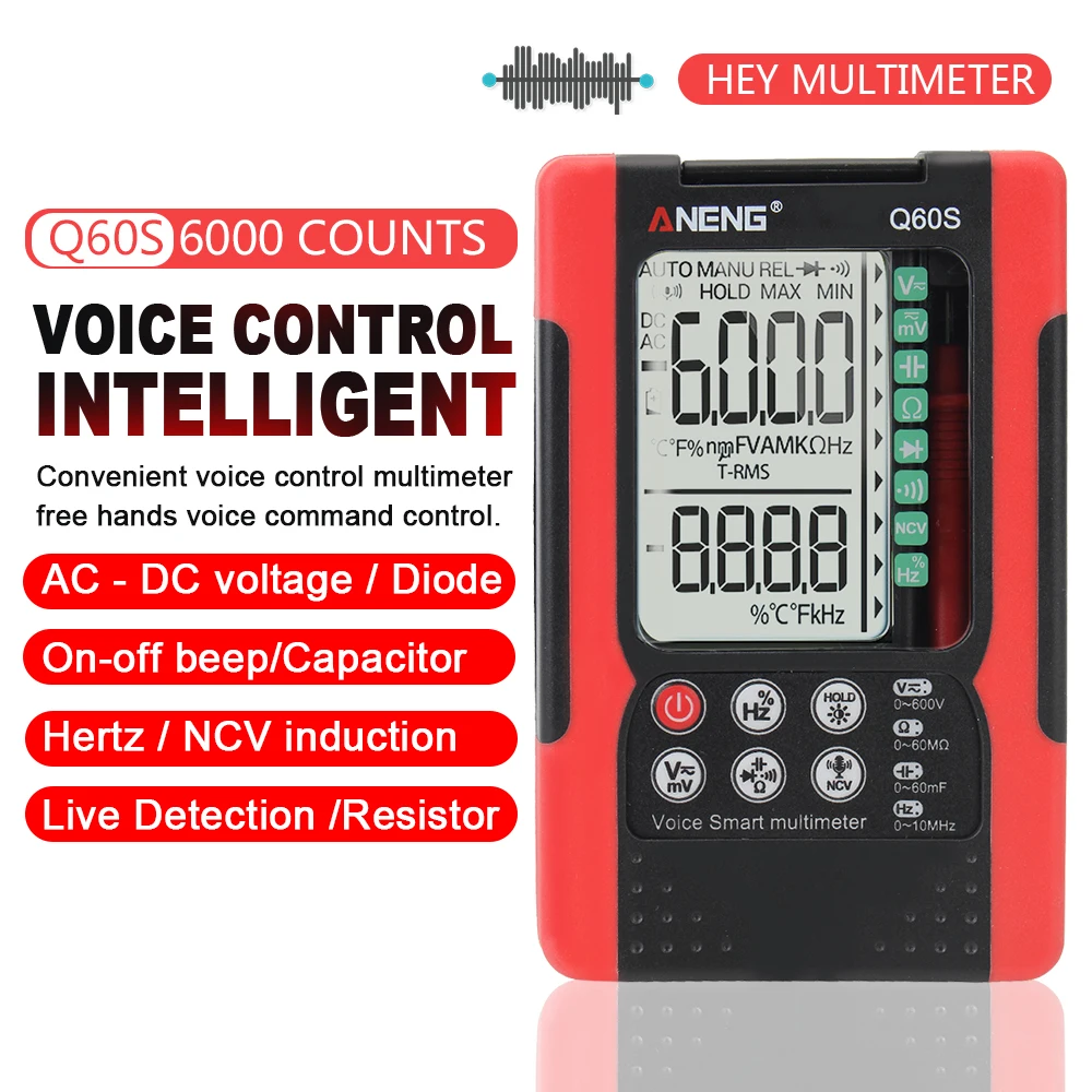 Multifunction Tester Digital Multimeter Auto Range 6000 Counts True RMS Professional Smart Voice Control 
Multifunction Tester Digital Multimeter Auto Range 6000 Counts True RMS Professional Smart Voice Control