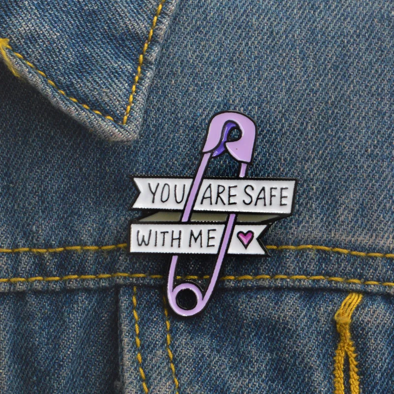 You are safe with me purple safety pin brooch heart enamel brooch badge friends gift
You are safe with me purple safety pin brooch heart enamel brooch badge friends gift