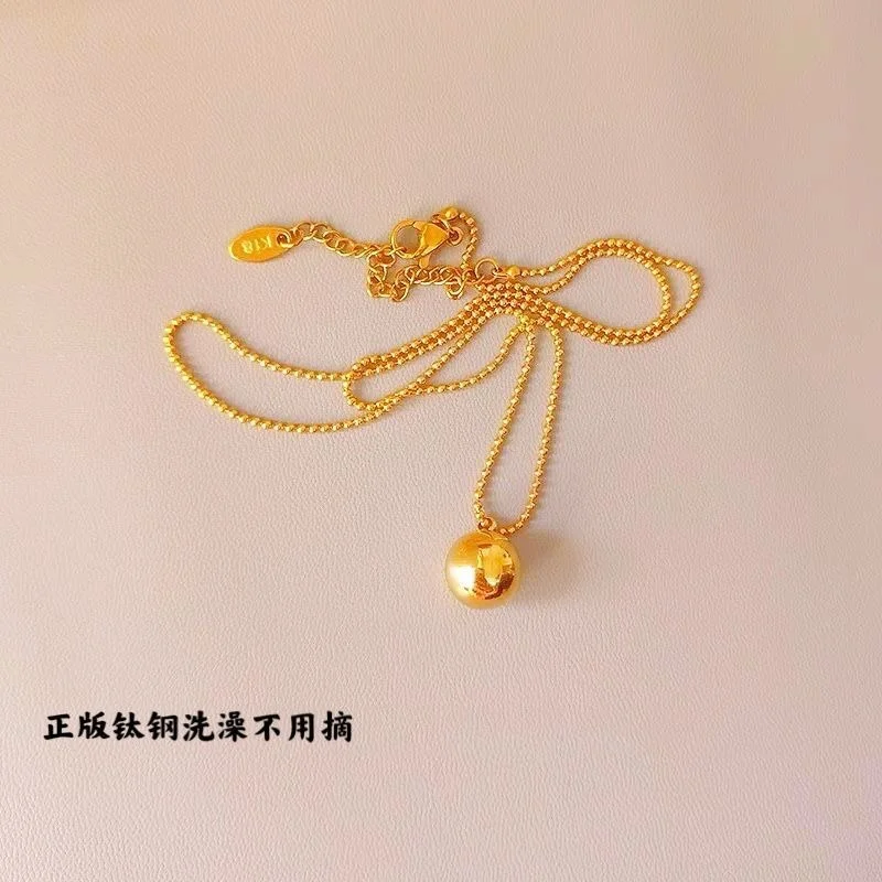Korean non fading titanium steel solid small gold bead gold bean necklace jewelry women's gift
Korean non fading titanium steel solid small gold bead gold bean necklace jewelry women's gift