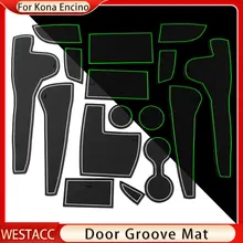 Silicone Car Door Groove Mats for Hyundai Kona Encino 2019 2020 2021 Non-Slip Gate Slot Pad Water Cup Mat Cusion Accessories