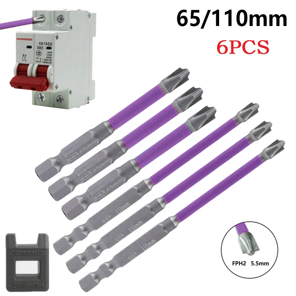 6PC 65/110mm Special Cross Screwdriver Bit Nutdrivers FPH2 Magnetic Driver Bit For Socket Switch Electrician Power Tool
6PC 65/110mm Special Cross Screwdriver Bit Nutdrivers FPH2 Magnetic Driver Bit For Socket Switch Electrician Power Tool
