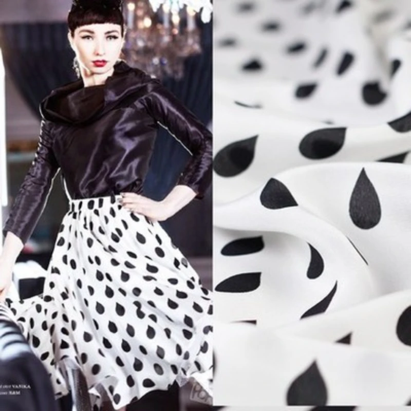 Mulberry Silk Crepe De Chine Fabric Fashion White Black Raindrop Print for Dress Clothing Cloth Sewing by the Yard Material
Mulberry Silk Crepe De Chine Fabric Fashion White Black Raindrop Print for Dress Clothing Cloth Sewing by the Yard Material
