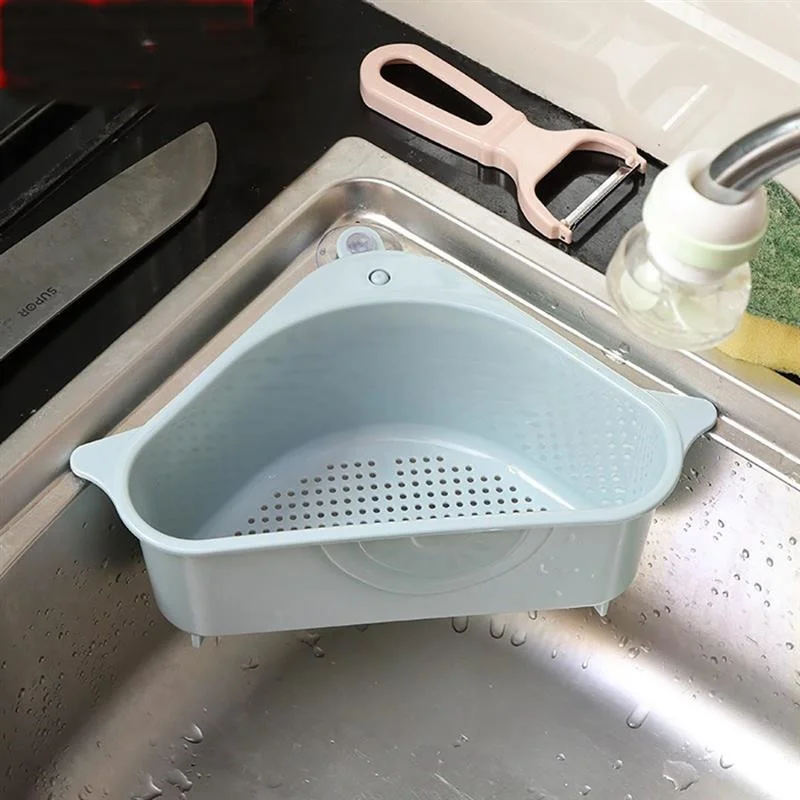 Triangular Sink Strainer Drain Fruit Vegetable Drainer Basket Suction Cup Sponge Rack Storage Kitchen Tools Sink Filter Shelf
Triangular Sink Strainer Drain Fruit Vegetable Drainer Basket Suction Cup Sponge Rack Storage Kitchen Tools Sink Filter Shelf