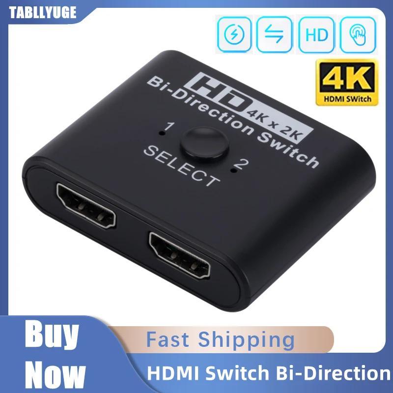 

4K 2K Bi-Direction HDMI Switch 2 Ports HDMI-compatible Switcher Splitter for Laptop PC PS3/4 TV Box Projector 1x2/2x1 Adapter