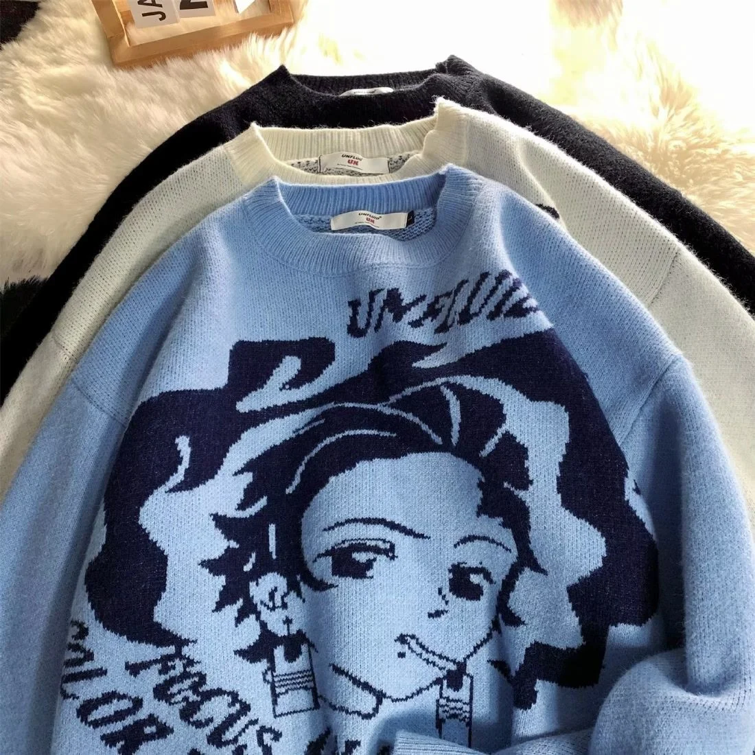 New Cartoon Beauty Knitted Sweater Men Fashion South Korean Versatile Relaxed Thread Clothes Slouchy Casual Couple Winter Jumper
New Cartoon Beauty Knitted Sweater Men Fashion South Korean Versatile Relaxed Thread Clothes Slouchy Casual Couple Winter Jumper