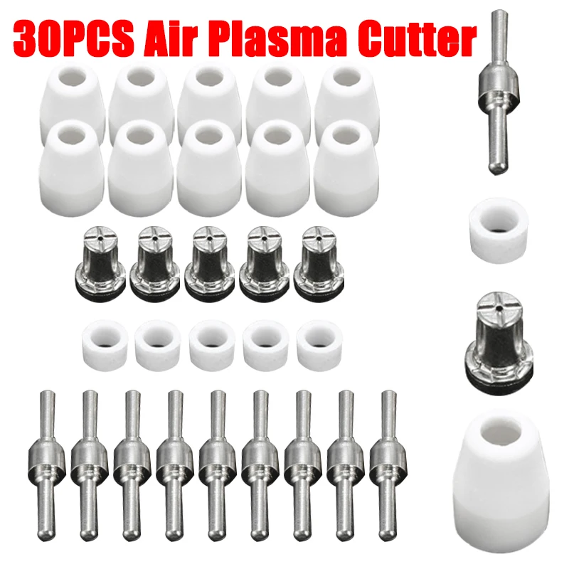

30Pcs LG-40 PT-31 CUT40/50 Plasma Cutter Accessories Cutting Torch Plasma Tip Electrodes Torch Consumable Nickel-plated Nozzle
