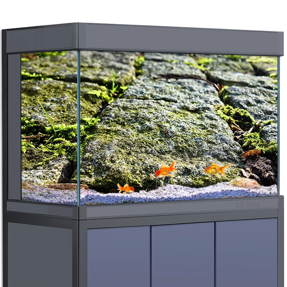 

Aquarium Background Sticker Decoration for Fish Tanks Reptile Habitat, Cobble Stone Path Walkway Paved HD 3D Poster 5-55 Gallon