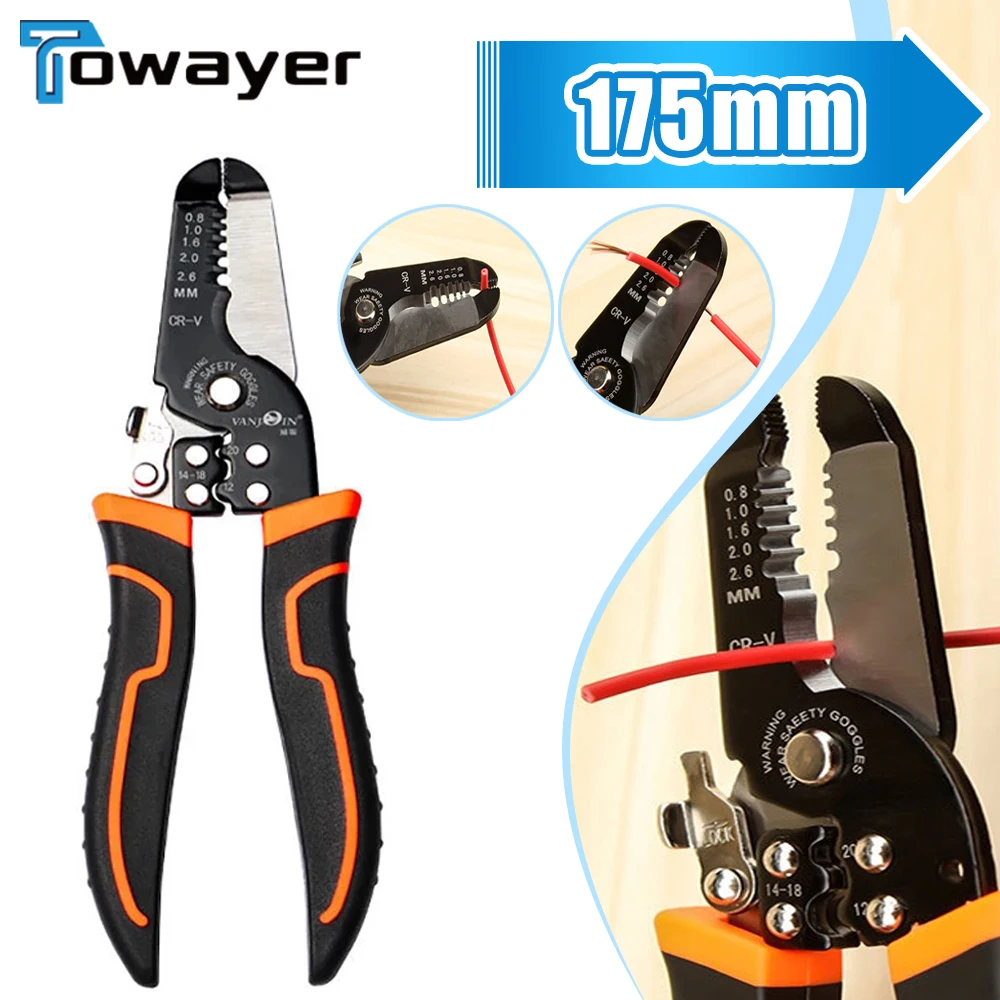 175mm Stripping Crimping Pliers Wire Stripper Multi Functional Ring Crimpper Electrician Peeling Network Cable Stripper Tools
175mm Stripping Crimping Pliers Wire Stripper Multi Functional Ring Crimpper Electrician Peeling Network Cable Stripper Tools
