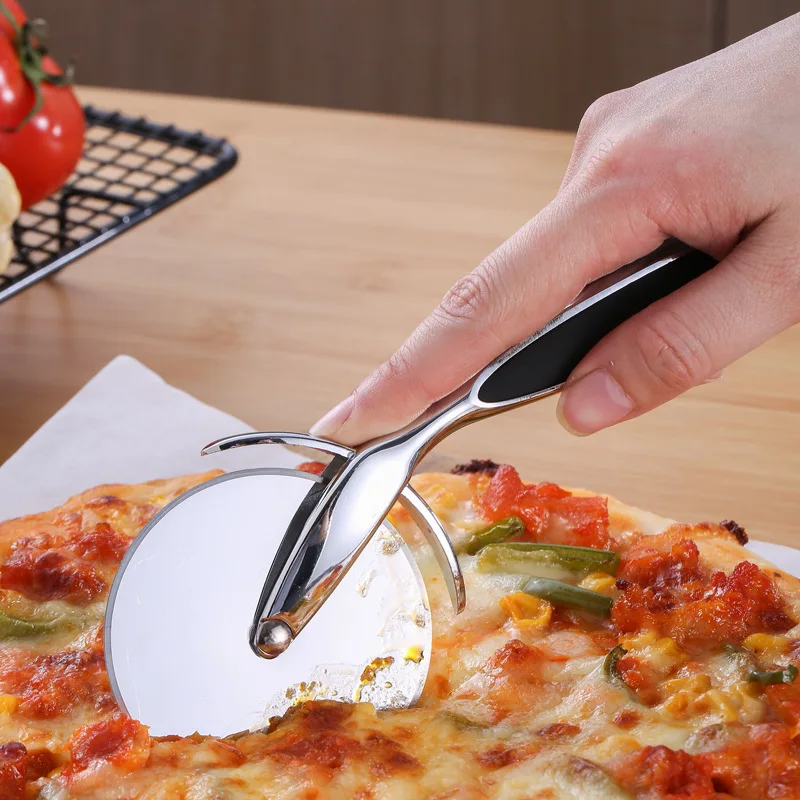 

Stainless Steel Pizza Cutter Pizza Knife Cake Bread Pies Round Knife Pastry Pasta Dough kitchen Spatula Baking DIY Tools