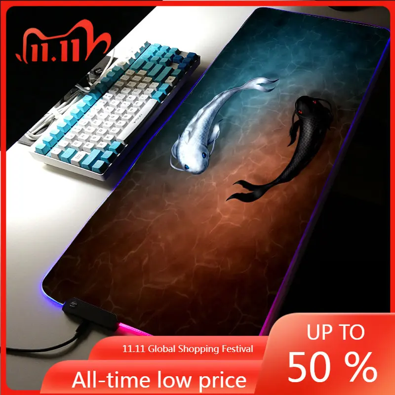 400*900MM Chinese Style RGB LED Light Gaming Accessories Led XXL Koi Large Game MousePad Keyboard Desk Mat LOL Room Carpet Rugs
400*900MM Chinese Style RGB LED Light Gaming Accessories Led XXL Koi Large Game MousePad Keyboard Desk Mat LOL Room Carpet Rugs