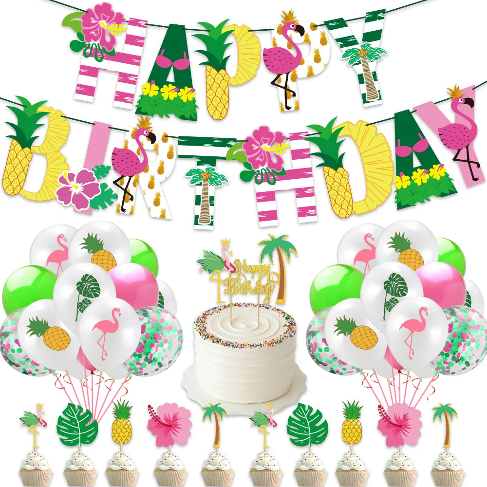 Summer Birthday Hawaiian Birthday Theme Party Decoration Balloon Cake Insert Flag Banner Set Flamingo Pineapple Turtle Leaf
Summer Birthday Hawaiian Birthday Theme Party Decoration Balloon Cake Insert Flag Banner Set Flamingo Pineapple Turtle Leaf