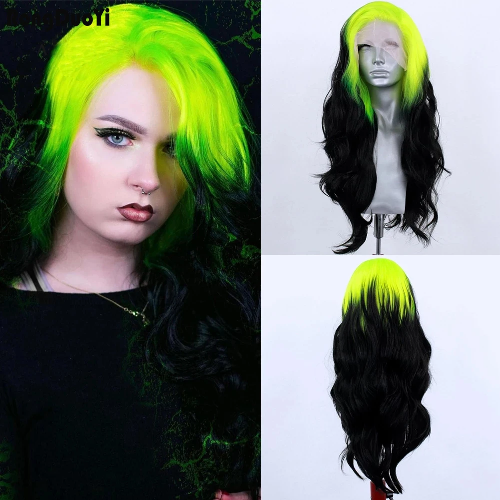 Ombre Black Synthetic Lace Wig Long Body Wave Wigs for Women Green Roots Lace Front Wig High Temperature Fiber Cosplay Wigs
Ombre Black Synthetic Lace Wig Long Body Wave Wigs for Women Green Roots Lace Front Wig High Temperature Fiber Cosplay Wigs