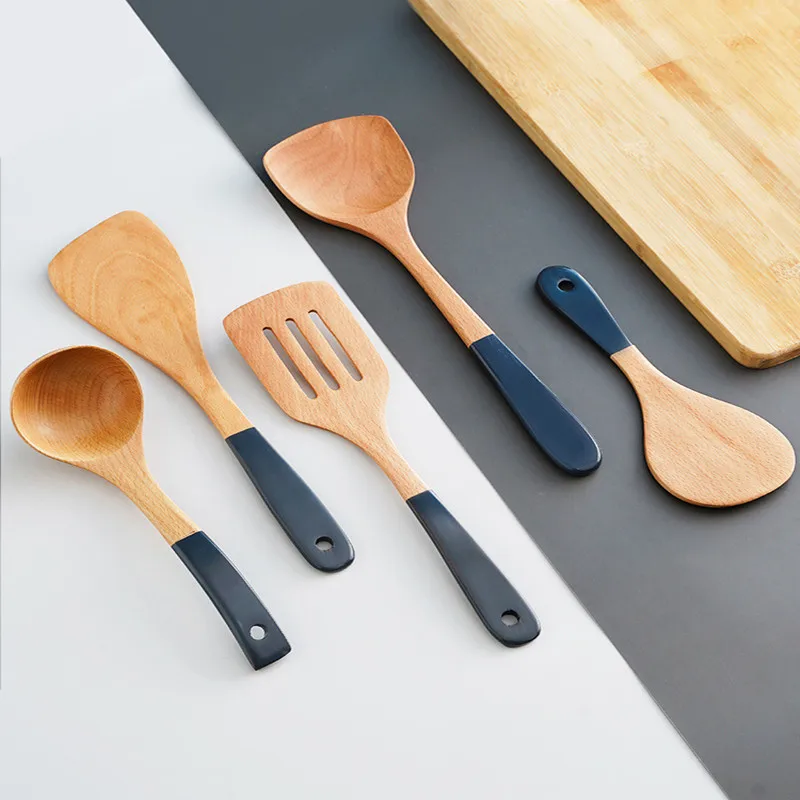 Beechwood Spatula Home Non-stick Frying Spatula Creative Wooden Spatula High Temperature Resistant Blue Handle Soup Spoon
Beechwood Spatula Home Non-stick Frying Spatula Creative Wooden Spatula High Temperature Resistant Blue Handle Soup Spoon