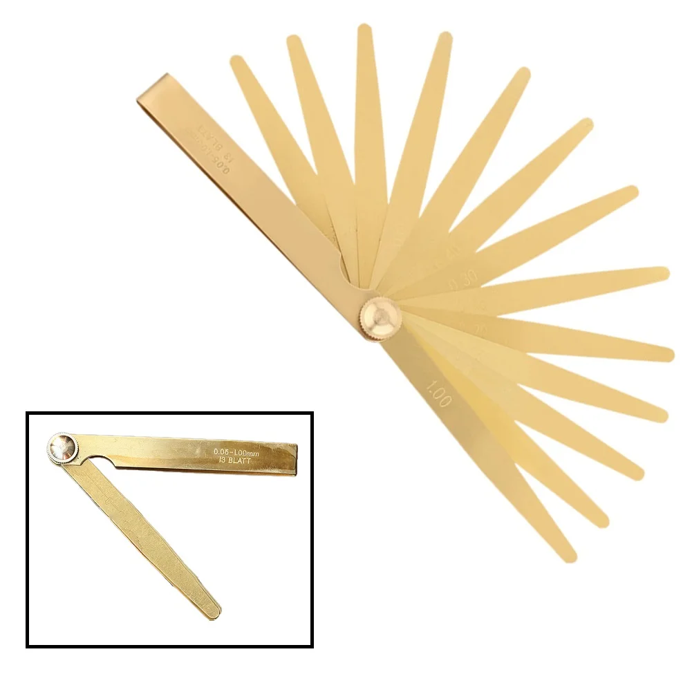 Brass 13 Blades Feeler Gauge Metric Gap Filler 0.05 To 1mm High Precision Width Gap Measuring Tool
Brass 13 Blades Feeler Gauge Metric Gap Filler 0.05 To 1mm High Precision Width Gap Measuring Tool