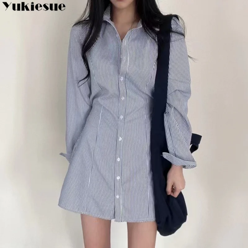 Korean Summer New Style Simple Polo Neck Elegant Harajuku Striped Shirt Dress Women's Mid Length Lace Up Dress Commuting Wind
Korean Summer New Style Simple Polo Neck Elegant Harajuku Striped Shirt Dress Women's Mid Length Lace Up Dress Commuting Wind