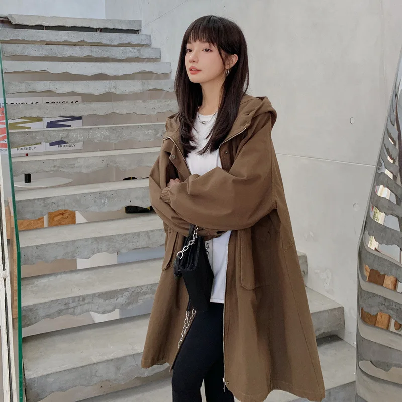 SuperAen Korean Chic 2022 Autumn New Casual Hooded Windbreaker Jacket Trench Coat for Women
SuperAen Korean Chic 2022 Autumn New Casual Hooded Windbreaker Jacket Trench Coat for Women