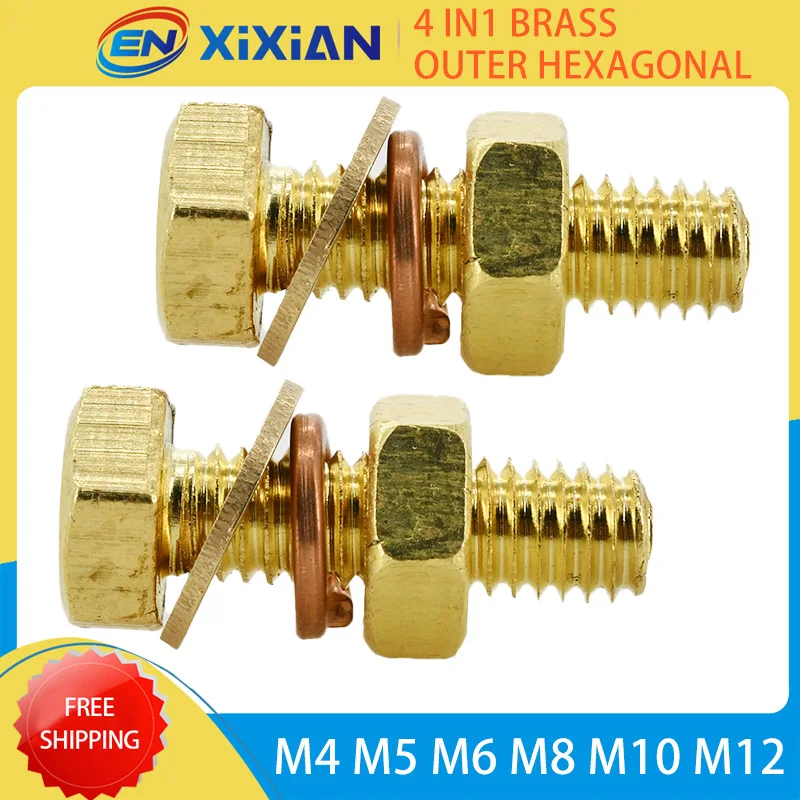 M4 M5 M6 M8 M10 M12 Brass Hexagon Outer External Machine Bolt Metric Thread Cap Hex Copper Screw Hex Nut Flat Washer Set
M4 M5 M6 M8 M10 M12 Brass Hexagon Outer External Machine Bolt Metric Thread Cap Hex Copper Screw Hex Nut Flat Washer Set