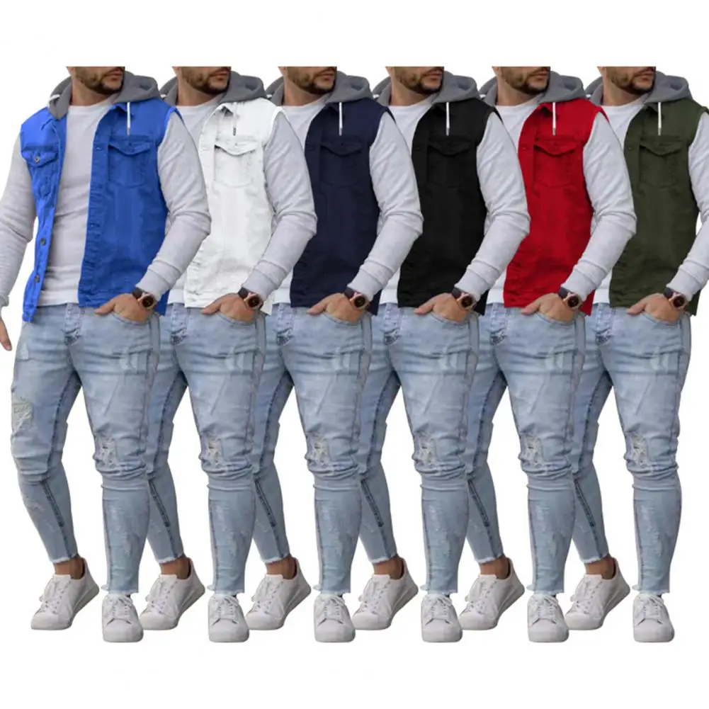 Trendy Vest Coat Comfy Relaxed Fit Splicing Vest Denim Patchwork Male Men Waistcoat for Daily Wear
Trendy Vest Coat Comfy Relaxed Fit Splicing Vest Denim Patchwork Male Men Waistcoat for Daily Wear