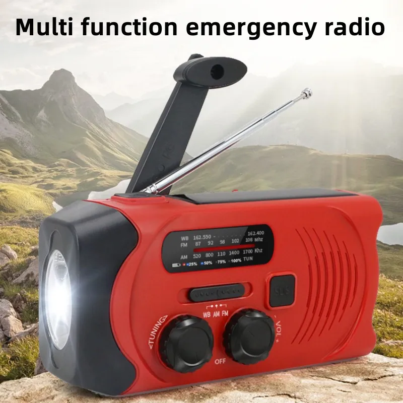 AM/FM/WB многополосное портативное радио с солнечной батареей, светодиодный фонарик, сигнал SOS, Внешнее зарядное устройство 
AM/FM/WB многополосное портативное радио с солнечной батареей, светодиодный фонарик, сигнал SOS, Внешнее зарядное устройство