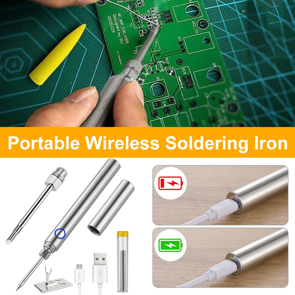 Portable Wireless Electric Soldering Iron Fast Heating Soldering Iron With 1/3 Tips Rechargeable Battery Powered Welding Tools
Portable Wireless Electric Soldering Iron Fast Heating Soldering Iron With 1/3 Tips Rechargeable Battery Powered Welding Tools