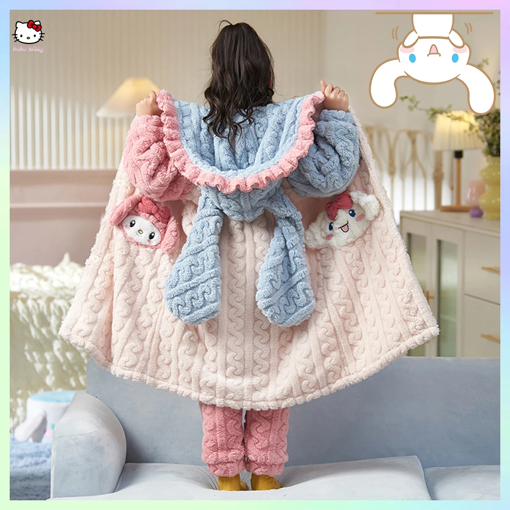 Sanrios Cinnamoroll Kuromi 2Pcs Kids Women's Parent-Child Plush Pajamas Robe Set Kawaii Winter Home Clothes Cutehooded Thicken 
Sanrios Cinnamoroll Kuromi 2Pcs Kids Women's Parent-Child Plush Pajamas Robe Set Kawaii Winter Home Clothes Cutehooded Thicken