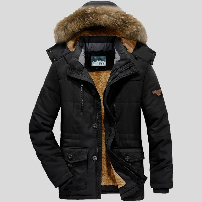 Зимняя повседневная куртка с меховым воротником мужские толстые теплые парки