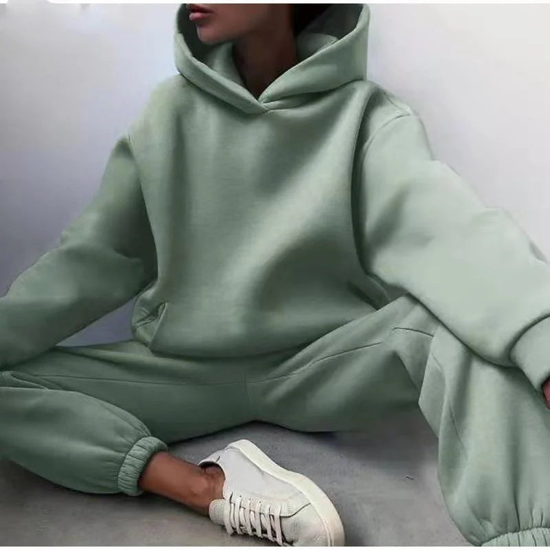 Casual Women's Tracksuit Solid Long Sleeve Hooded Sport Suits Autumn Warm Hoodie Sweatshirts And Long Pant Fleece Two Piece Sets
Casual Women's Tracksuit Solid Long Sleeve Hooded Sport Suits Autumn Warm Hoodie Sweatshirts And Long Pant Fleece Two Piece Sets