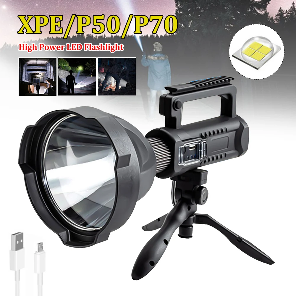 Outdoor Waterproof Powerful LED Flashlight Spotlights Portable Searchlight USB Rechargeable Lantern Long Range For Camping
Outdoor Waterproof Powerful LED Flashlight Spotlights Portable Searchlight USB Rechargeable Lantern Long Range For Camping
