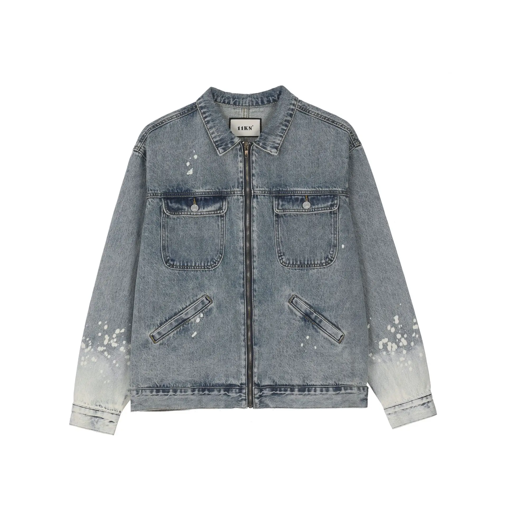 Men's Splash Ink Gradient Sleeves Zipper Denim Jacket High Street Style Multiple Pockets Washed Cargo Denim Outerwear
Men's Splash Ink Gradient Sleeves Zipper Denim Jacket High Street Style Multiple Pockets Washed Cargo Denim Outerwear