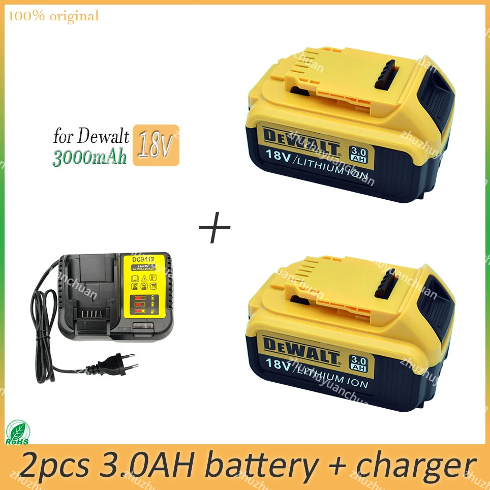 

100% Brand new Dewalt electric tool battery with 18v/20v 3Ah/4Ah/5Ah/6Ah li-ion battery replaceable DCB205 DCB201 DCB203+Charger