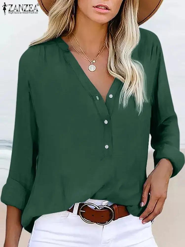 2023 ZANZEA Spring Elegant OL Work Shirt Female Casual Solid Tops Tunic Fashion Blusas Chemise Women V Neck Long Sleeve Blouse
2023 ZANZEA Spring Elegant OL Work Shirt Female Casual Solid Tops Tunic Fashion Blusas Chemise Women V Neck Long Sleeve Blouse