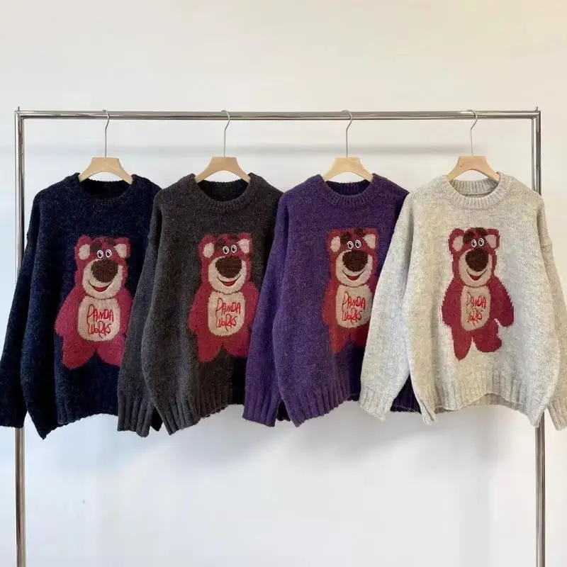 Свитер Disney Lotso для девочек, осенне-зимний Свободный вязаный свитер с ленивым ветром, топ с мультяшным рисунком, пуловер, милая просторная мягкая набивная куртка для девочек
Свитер Disney Lotso для девочек, осенне-зимний Свободный вязаный свитер с ленивым ветром, топ с мультяшным рисунком, пуловер, милая просторная мягкая набивная куртка для девочек
