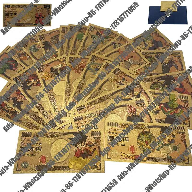 31 Designs HOT Japanese Anime Dragon Cartoon DBZ 10000 Yen Gold plastic Banknotes Set for classic childhood memory Collection
31 Designs HOT Japanese Anime Dragon Cartoon DBZ 10000 Yen Gold plastic Banknotes Set for classic childhood memory Collection