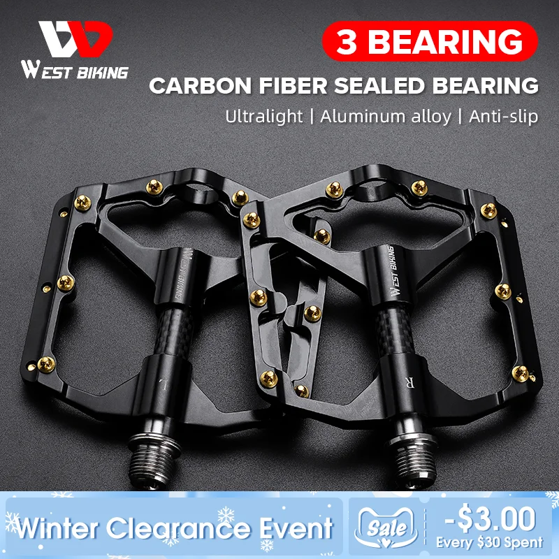 WEST BIKING 3 Bearing Bicycle Pedals Ultralight Carbon Fiber Sealed Bearing Non-slip Aluminum Alloy MTB Road Bike Cycling Pedals
WEST BIKING 3 Bearing Bicycle Pedals Ultralight Carbon Fiber Sealed Bearing Non-slip Aluminum Alloy MTB Road Bike Cycling Pedals