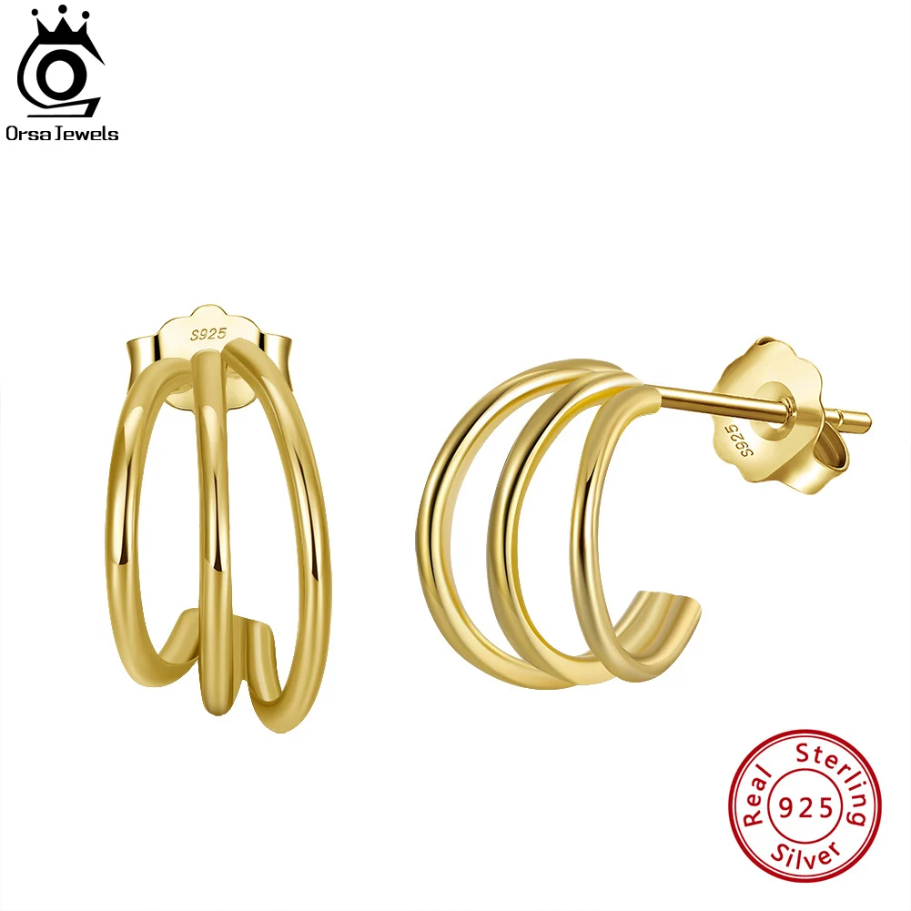 ORSA JEWELS 925 Sterling Silver Post Split Huggie Earrings Hypoallergeni Triple 14K Gold Plated Hoop Earings Party Jewelry APE46
ORSA JEWELS 925 Sterling Silver Post Split Huggie Earrings Hypoallergeni Triple 14K Gold Plated Hoop Earings Party Jewelry APE46