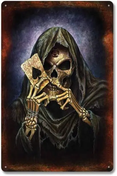 Retro rusting tin signs, scary skeleton retro metal signs designed for restaurants, bars, home decorations, garages, stores, etc
Retro rusting tin signs, scary skeleton retro metal signs designed for restaurants, bars, home decorations, garages, stores, etc