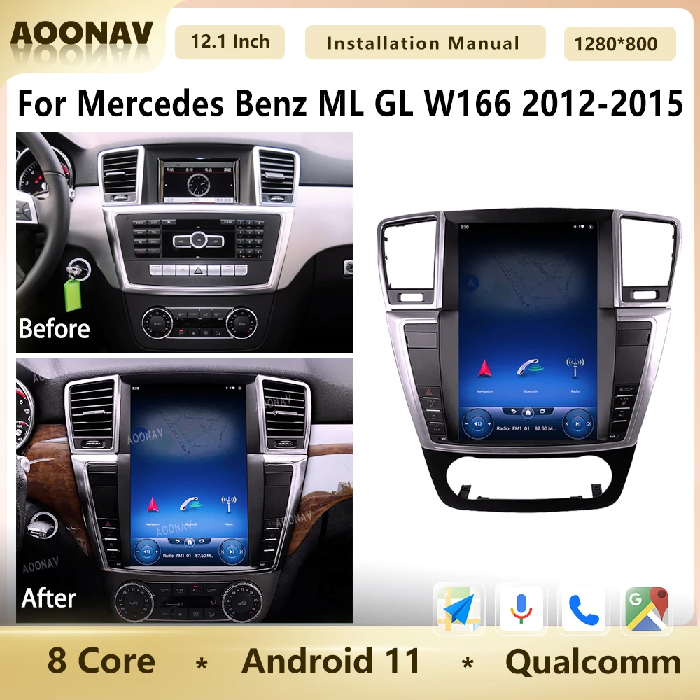 Автомобильный радиоприемник Qualcomm 12,1 дюйма для Mercedes Benz ML GL W166 X166 2012-2015 Android 11 мультимедийный плеер GPS Navi беспроводной Carplay
Автомобильный радиоприемник Qualcomm 12,1 дюйма для Mercedes Benz ML GL W166 X166 2012-2015 Android 11 мультимедийный плеер GPS Navi беспроводной Carplay