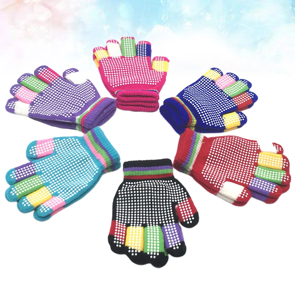 

Gloves Kids Stretchy Snow Warmwinter Gripper Finger Full Mittens Ski Boys Knitted Keep Snowflake 10 Kid Bulk Skating Set Stretch