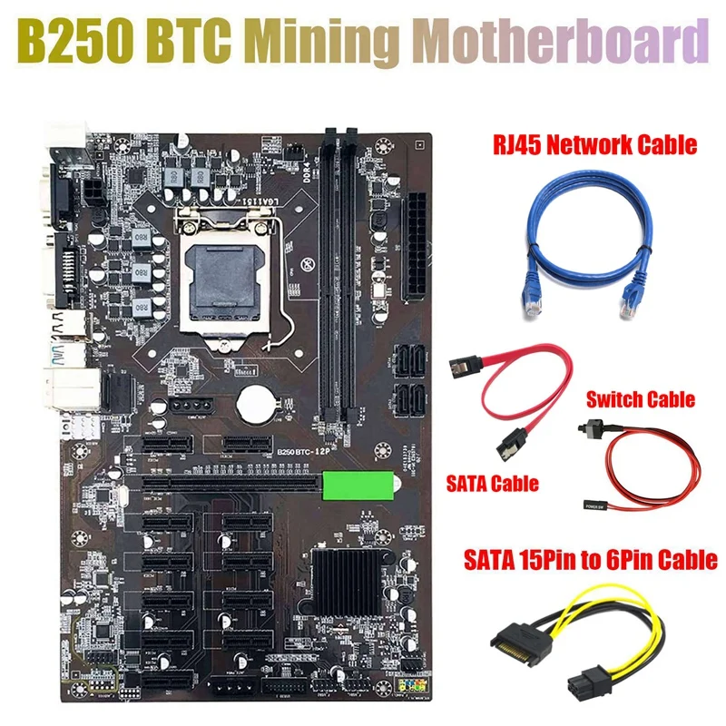 Материнская плата B250 BTC Miner с кабелем SATA 15Pin на 6Pin + кабель RJ45 + кабель SATA + кабель переключателя 12xgraphics слот для BTC
Материнская плата B250 BTC Miner с кабелем SATA 15Pin на 6Pin + кабель RJ45 + кабель SATA + кабель переключателя 12xgraphics слот для BTC