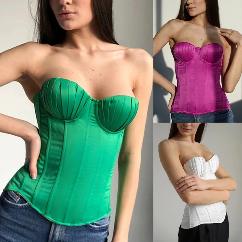 Women Short Sleeve Corset Solid Color Tie-up Crop Top Cropped Overbust Bustier Women Overbust Satin Bodyshaper T8DE
Women Short Sleeve Corset Solid Color Tie-up Crop Top Cropped Overbust Bustier Women Overbust Satin Bodyshaper T8DE