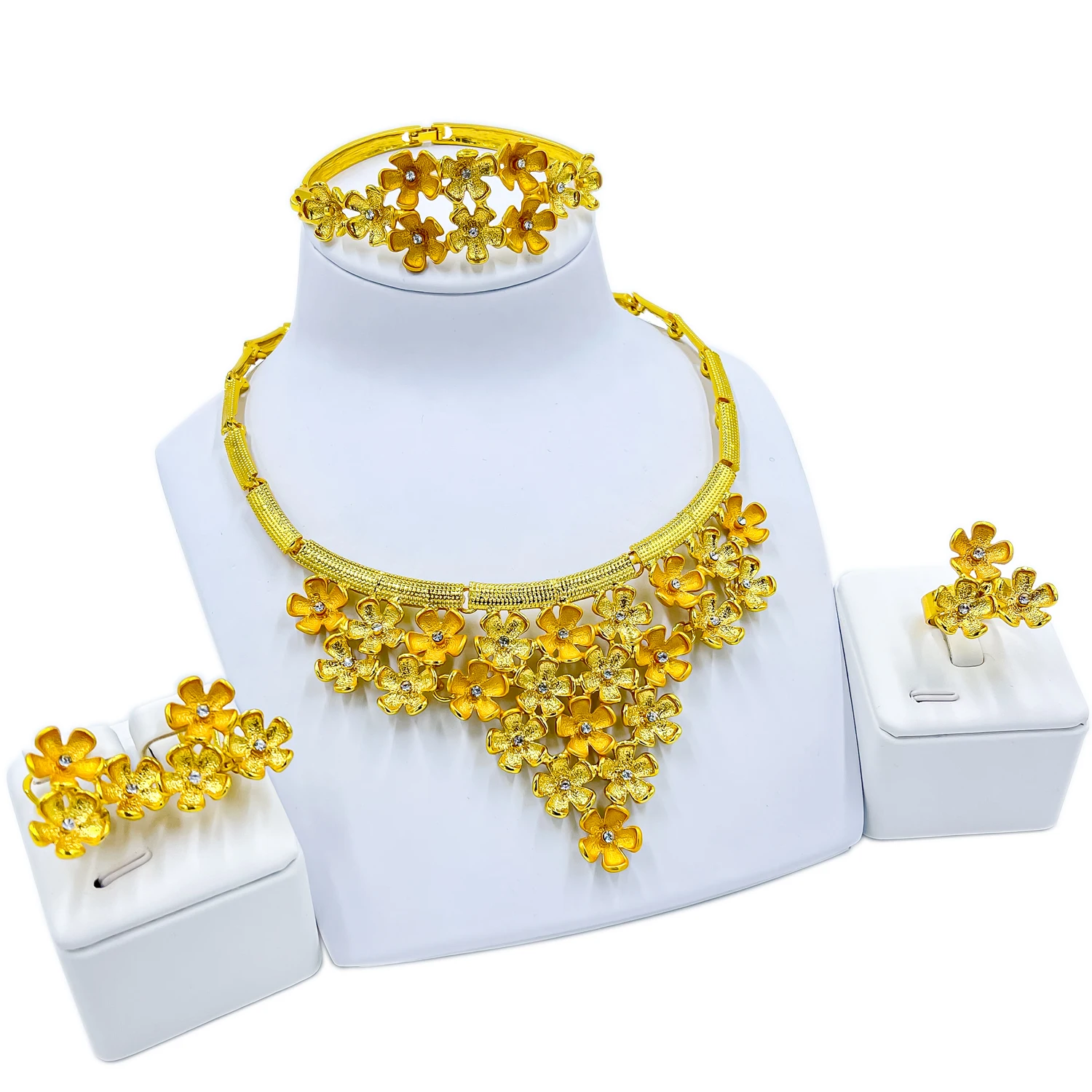 Нигерийское ожерелье, наборы для женщин, Цветочный браслет, романтическое женское кольцо с кристаллами, модные ювелирные наборы
Нигерийское ожерелье, наборы для женщин, Цветочный браслет, романтическое женское кольцо с кристаллами, модные ювелирные наборы