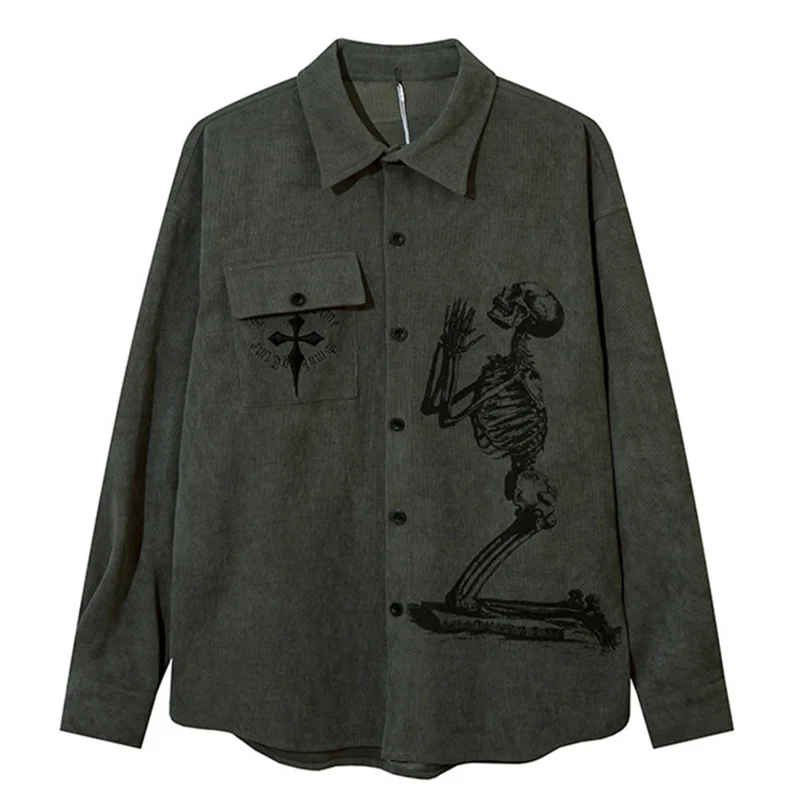 Men's Shirts Oversized Funny Skull Letter Printed Gothic Long Sleeve Blouse Vintage Casual Shirts Hip Hop Couple Streetwear
Men's Shirts Oversized Funny Skull Letter Printed Gothic Long Sleeve Blouse Vintage Casual Shirts Hip Hop Couple Streetwear