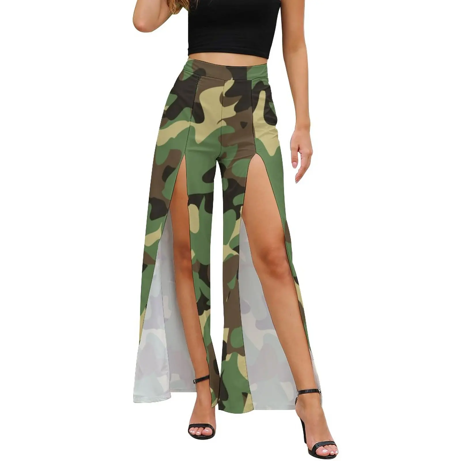 Green Camouflage Pants High Waisted Army Como Print Elegant Trousers Summer Women Street Wear Print Wide Pants 
Green Camouflage Pants High Waisted Army Como Print Elegant Trousers Summer Women Street Wear Print Wide Pants