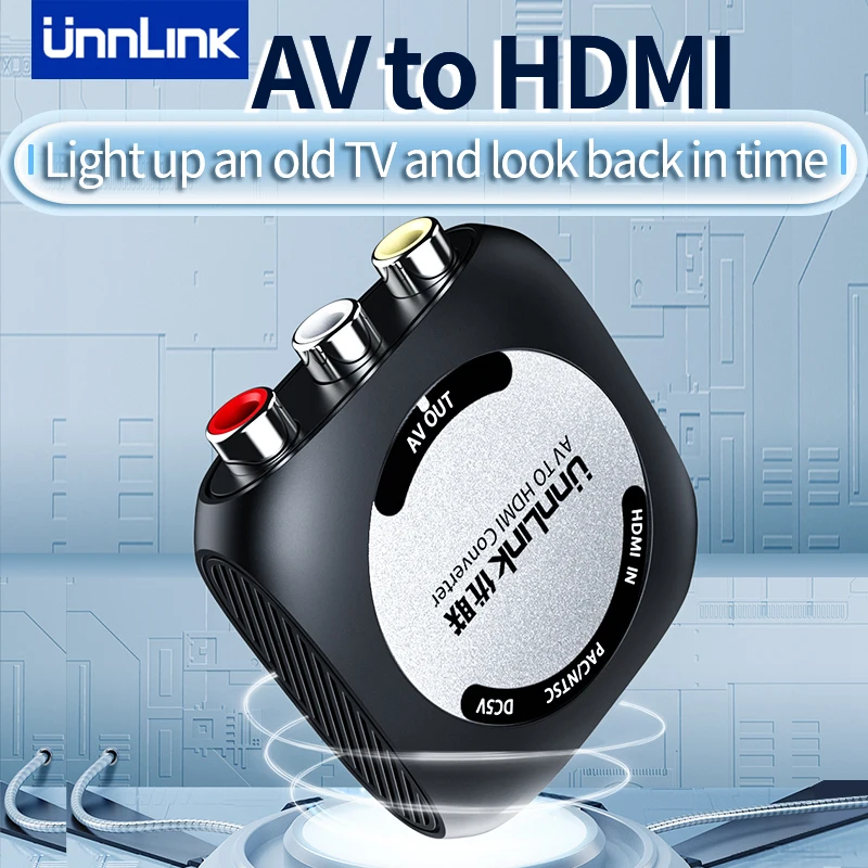 Unnlink AV to HDMI Scaler Adapter 1080P Video RCA AV/CVSB L/R Converter Box Support NTSC PAL for TV Projector
Unnlink AV to HDMI Scaler Adapter 1080P Video RCA AV/CVSB L/R Converter Box Support NTSC PAL for TV Projector