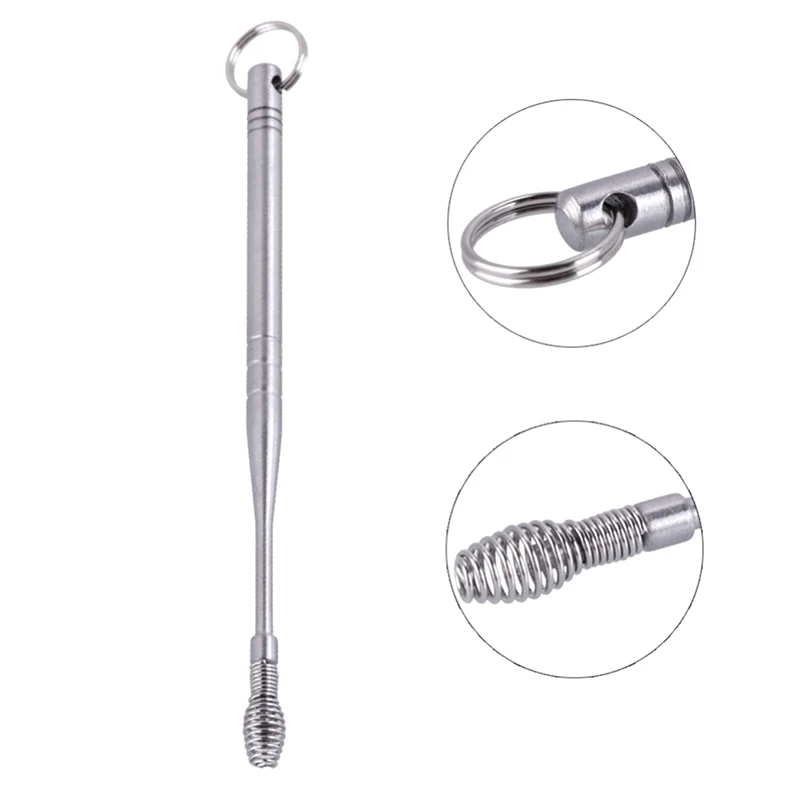 

1PC Stainless Steel Spiral Ear Pick Spoon Ear Wax Removal Cleaner Ear Care Beauty Tool Multi-function Portable With Key Chain