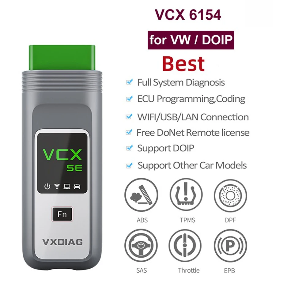 Диагностический сканер VXDIAG VCX SE 6154 Doip для VW Audi, VNCI 6154, OBD2, VAS 6154A, кодирование ECU, онлайн обновление Wi-Fi
Диагностический сканер VXDIAG VCX SE 6154 Doip для VW Audi, VNCI 6154, OBD2, VAS 6154A, кодирование ECU, онлайн обновление Wi-Fi
