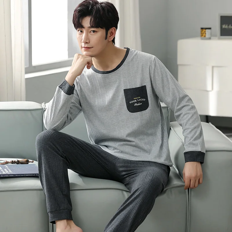 Пижама Мужская из натурального хлопка, с длинным рукавом, в стиле кэжуал
Пижама Мужская из натурального хлопка, с длинным рукавом, в стиле кэжуал